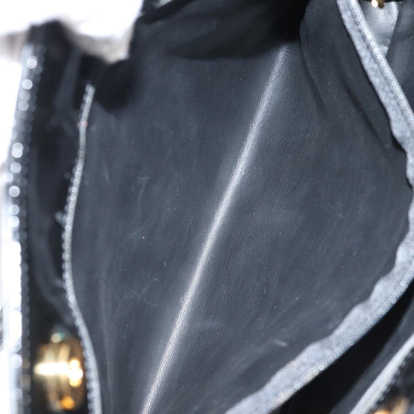 CHANEL Ketten-Einkaufstasche Lackleder Schwarz Gold CC Auth 97057
