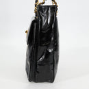 CHANEL Ketten-Einkaufstasche Lackleder Schwarz Gold CC Auth 97057-4