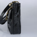 CHANEL Chain Tote Bag Patent leather Black Gold CC Auth 97057-4
