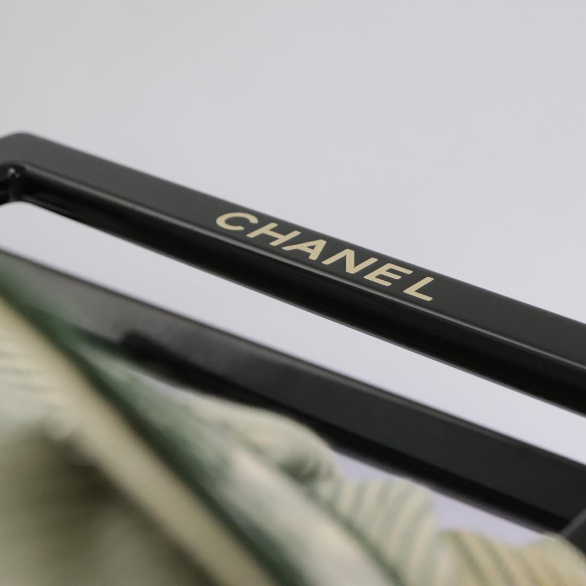 CHANEL Hand Bag Canvas Green Silver CC Auth 97061