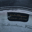 Salvatore Ferragamo Gancini Hand Bag Leather Black Gold Auth 97062AV-11