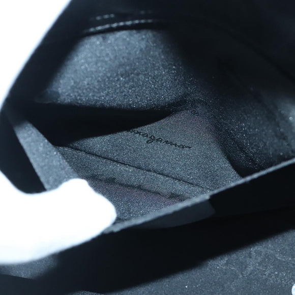 Salvatore Ferragamo Gancini Hand Bag Leather Black Gold Auth 97062AV