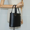 Salvatore Ferragamo Gancini Hand Bag Leather Black Gold Auth 97062AV-20