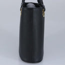 Salvatore Ferragamo Gancini Hand Bag Leather Black Gold Auth 97062AV-3