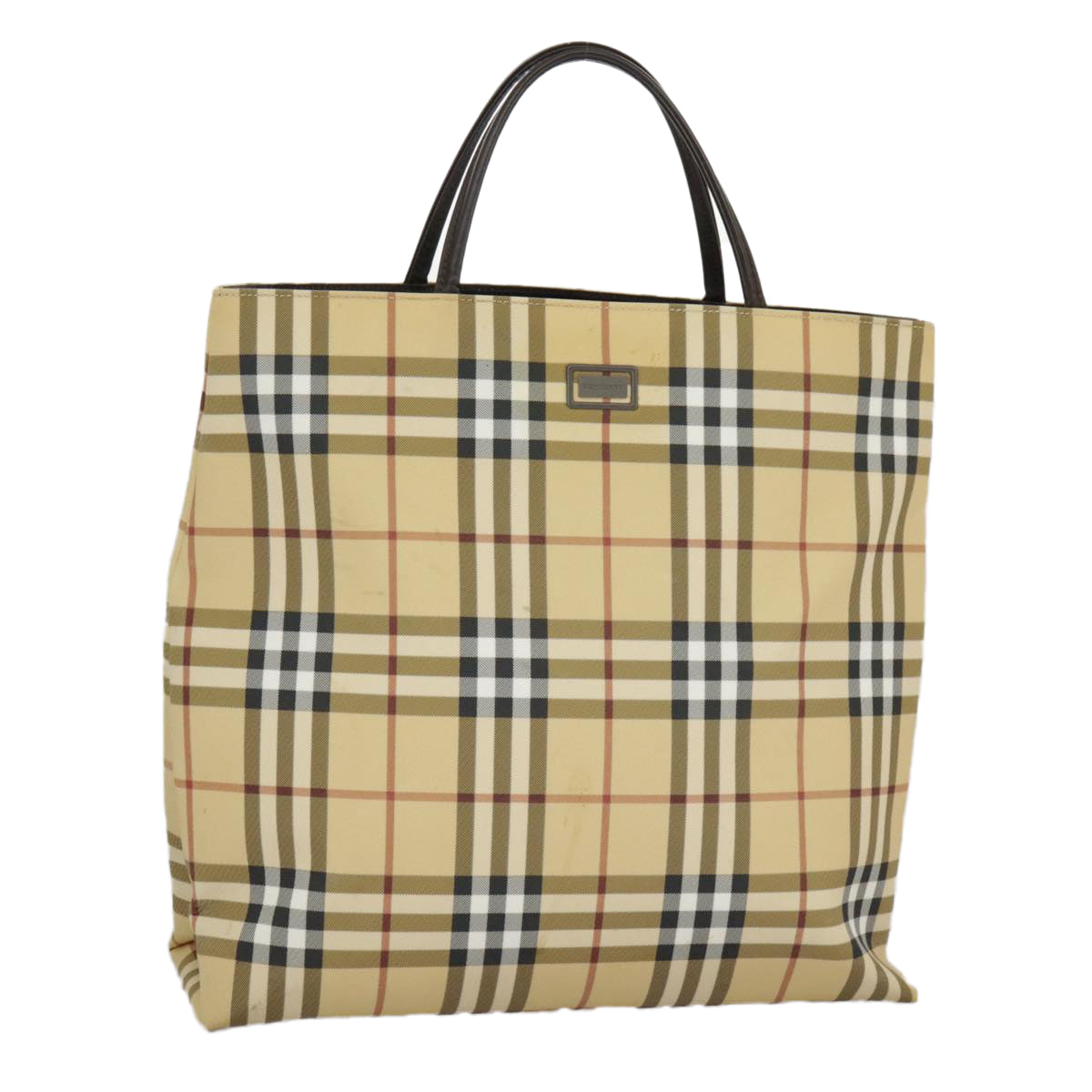 BURBERRY Nova Check Tote Bag PVC Beige Auth 97067