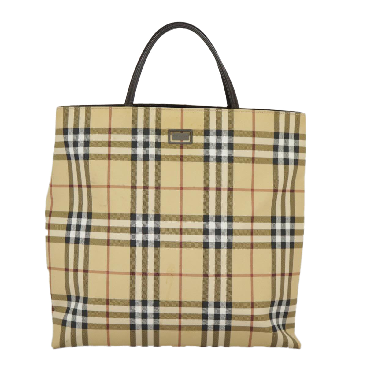 BURBERRY Nova Check Tote Bag PVC Beige Auth 97067