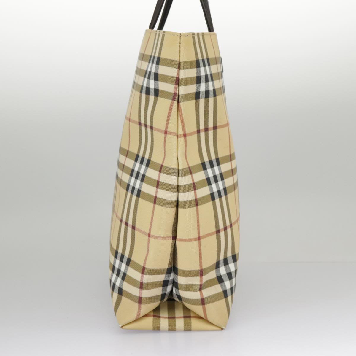 BURBERRY Nova Check Tote Bag PVC Beige Auth 97067