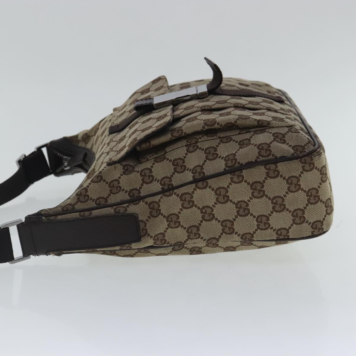 GUCCI GG Canvas Shoulder Bag Beige Silver 131211 Auth 97085