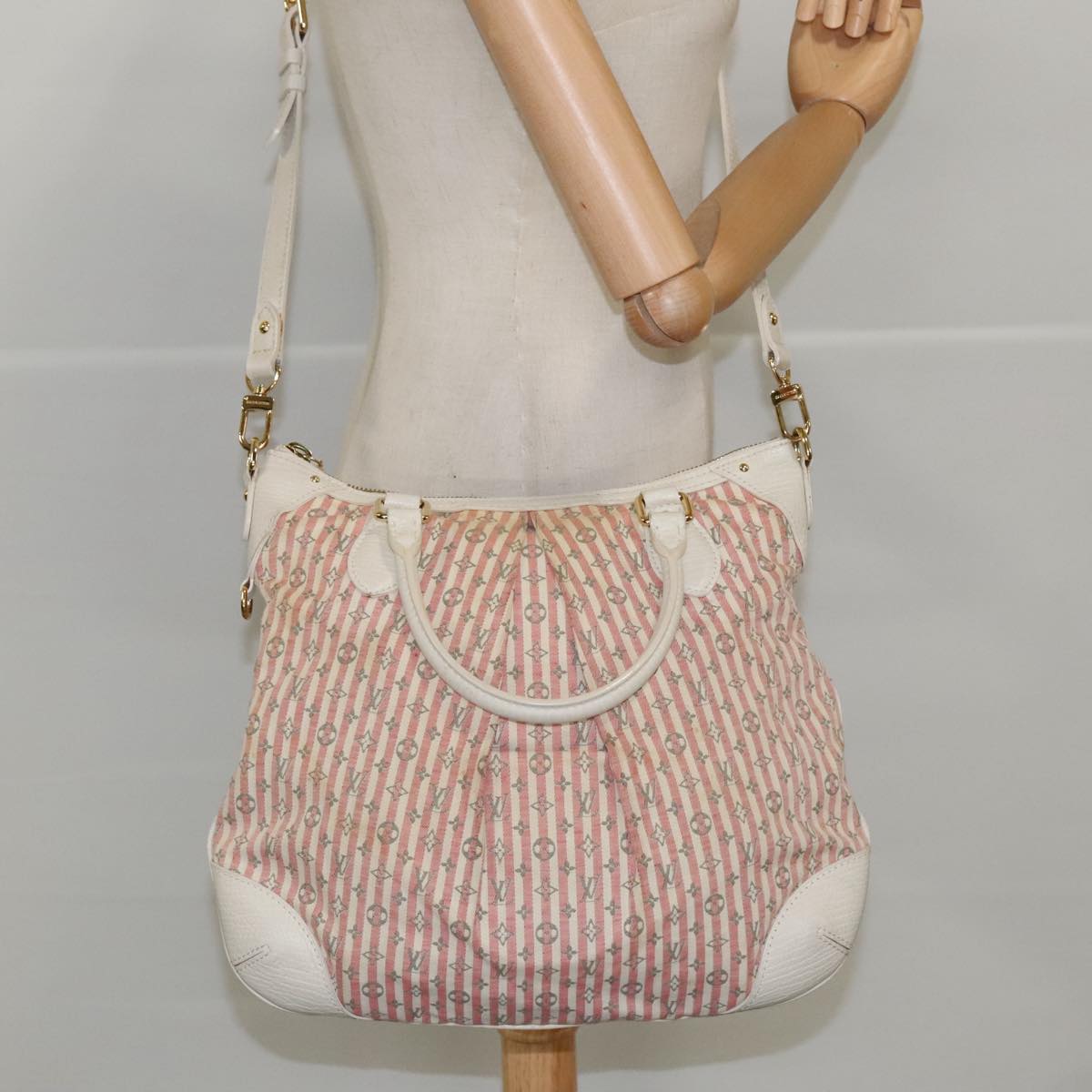 LOUIS VUITTON Mini Lin Croisette Marina PM Bag Pink White M95495 LV Auth 97086