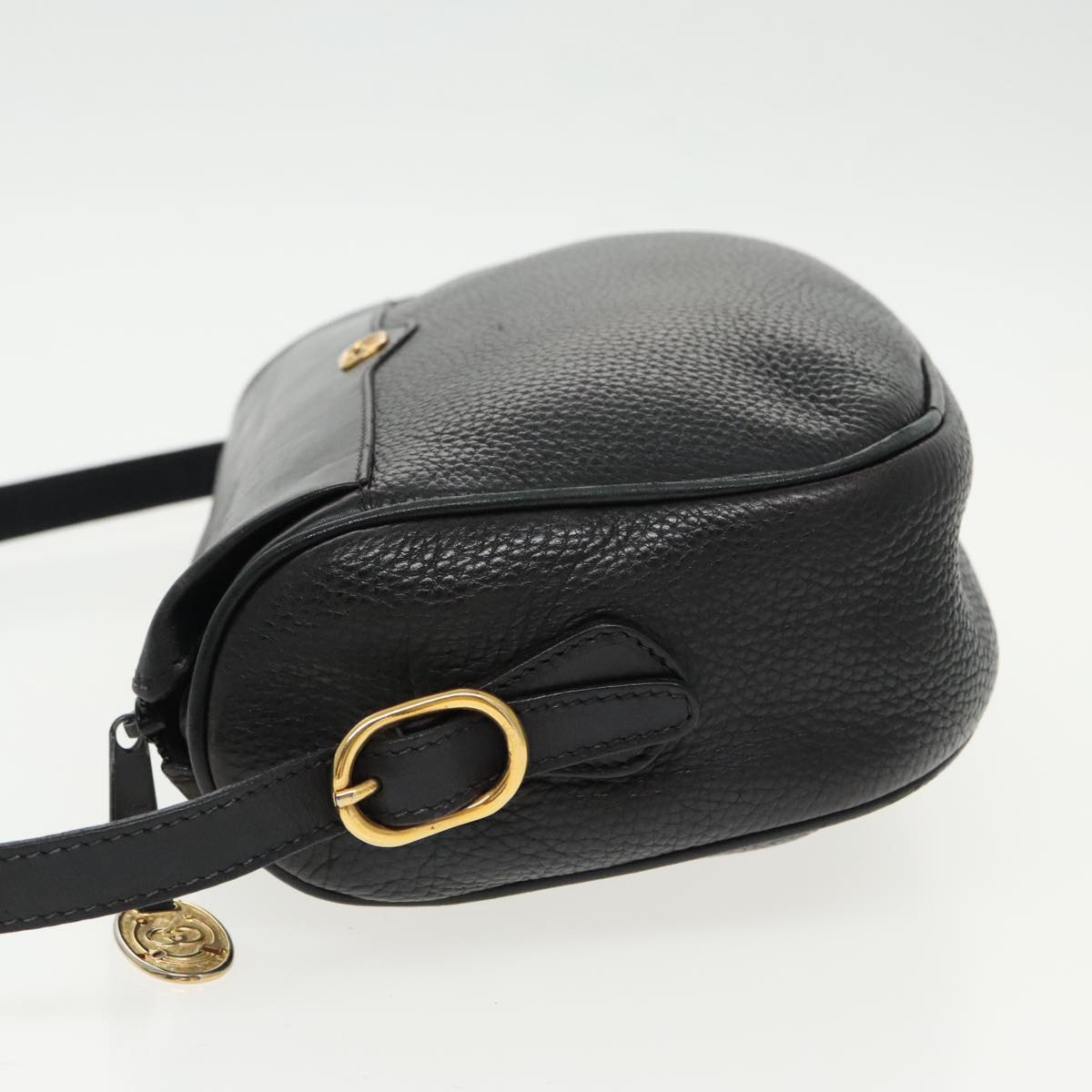 GUCCI Shoulder Bag Leather Black Gold 001 115 4001 Auth 97087