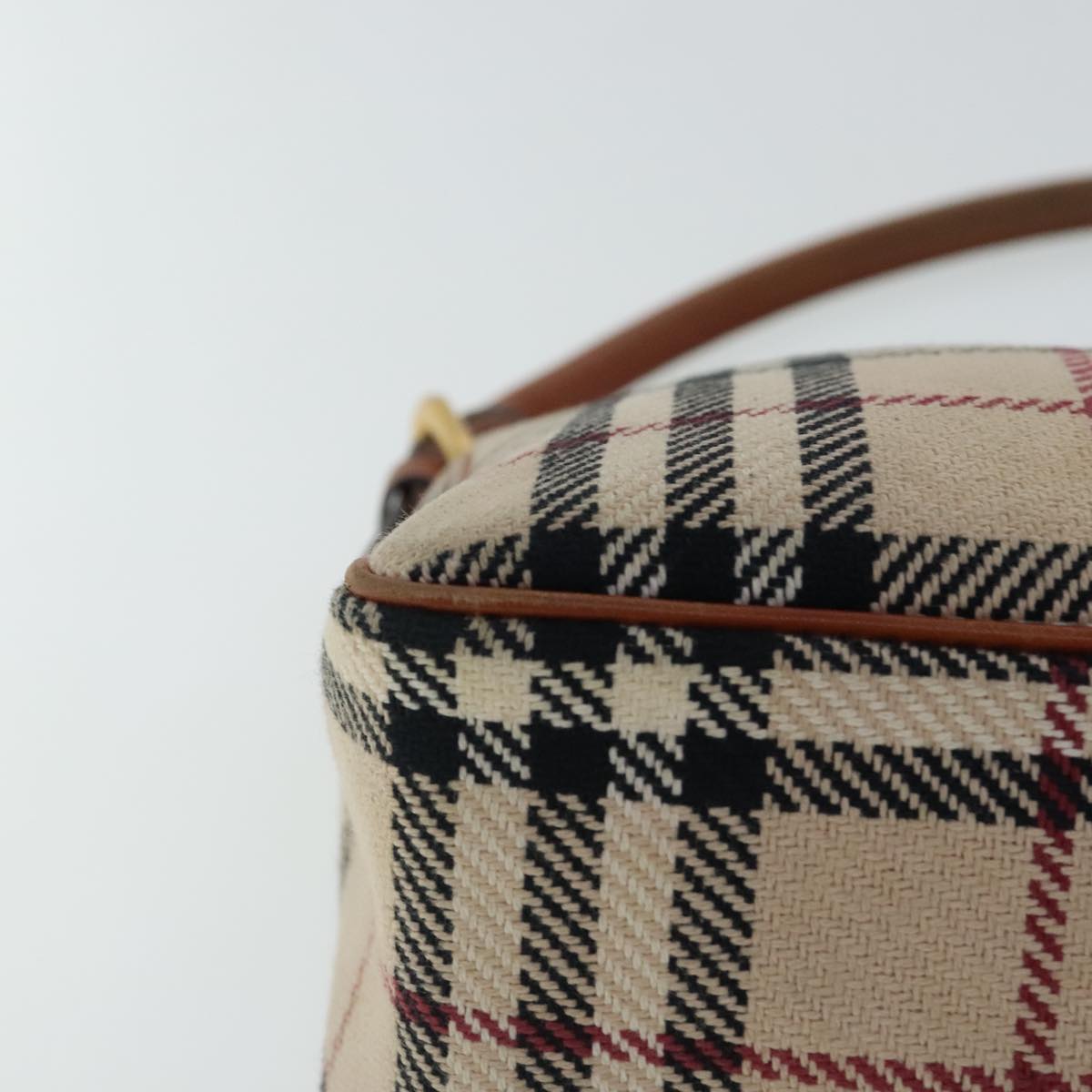 BURBERRY Nova Check Shoulder Bag Canvas Gold Beige Auth 97100