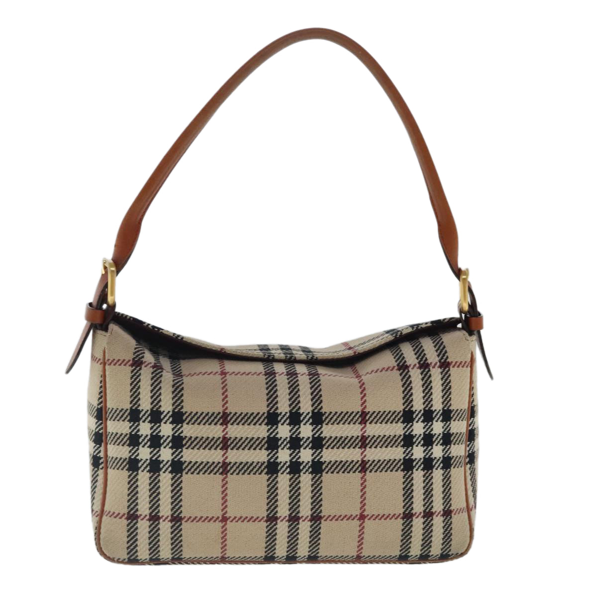 BURBERRY Nova Check Shoulder Bag Canvas Gold Beige Auth 97100 - 0