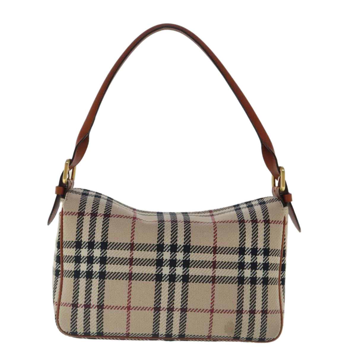 BURBERRY Nova Check Shoulder Bag Canvas Gold Beige Auth 97100