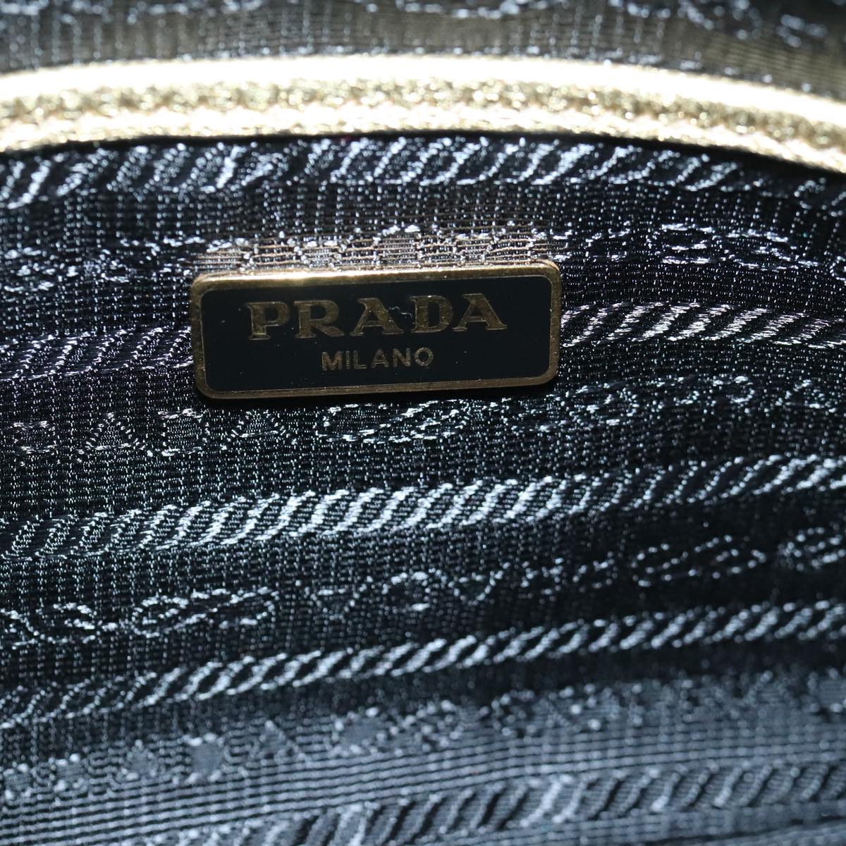 PRADA Shoulder Bag Leather Gold Auth 97105