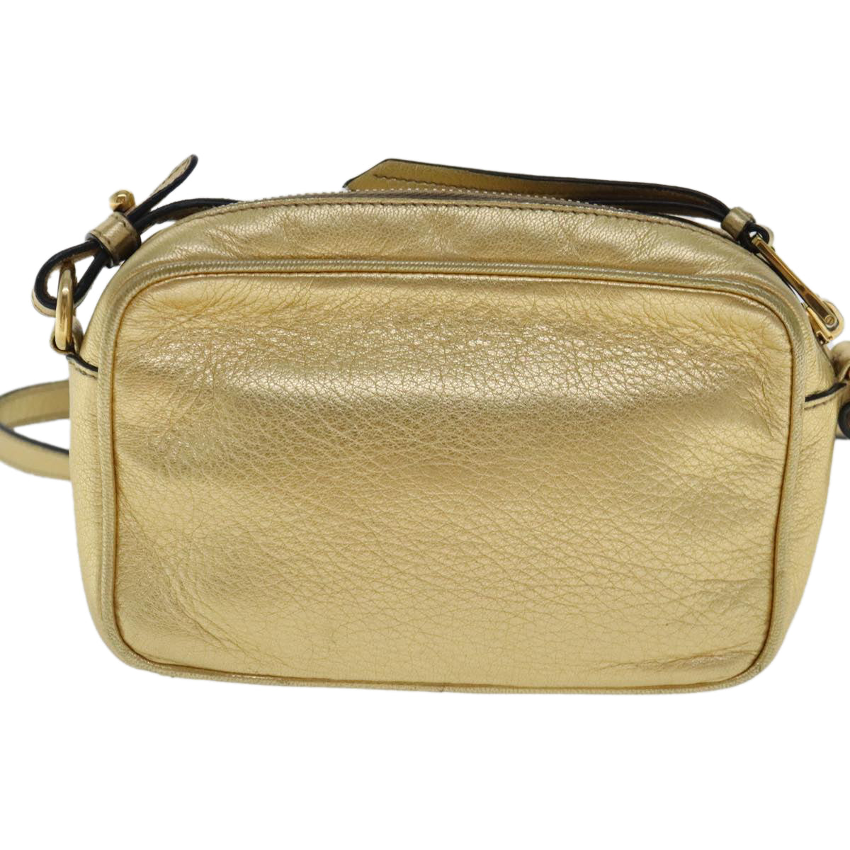 PRADA Shoulder Bag Leather Gold Auth 97105 - 0