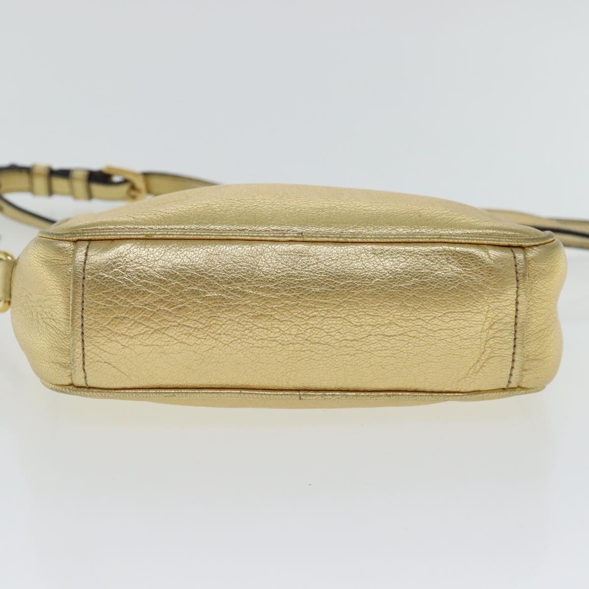 PRADA Shoulder Bag Leather Gold Auth 97105