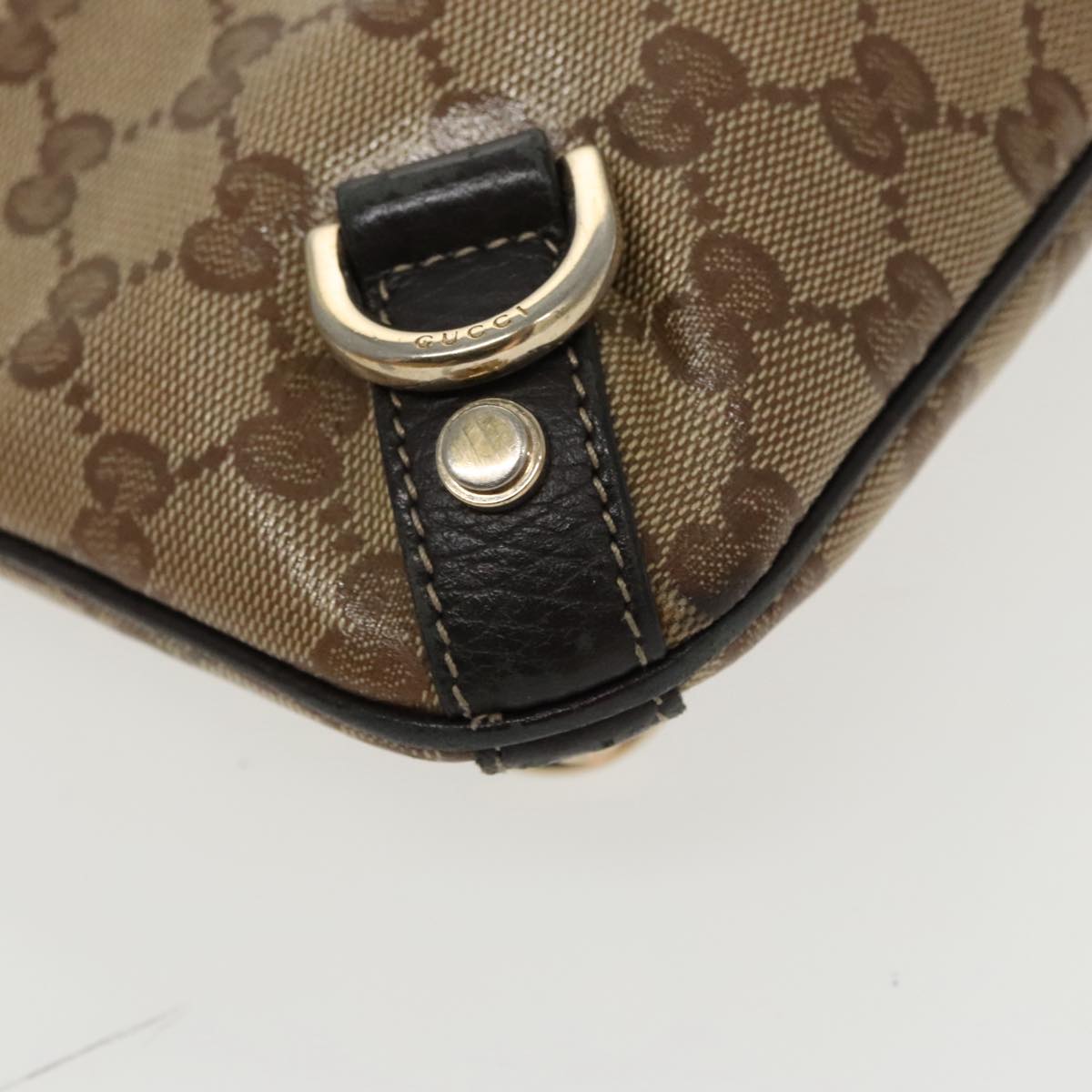 GUCCI GG Crystal Shoulder Bag Outlet Beige Gold 268642 Auth 97107