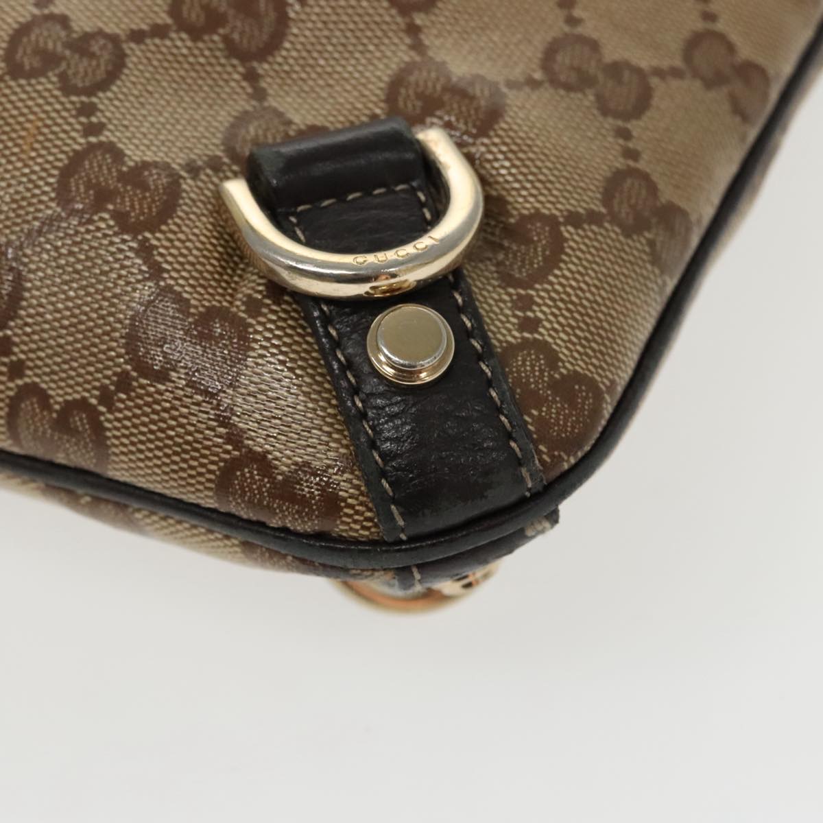 GUCCI GG Crystal Shoulder Bag Outlet Beige Gold 268642 Auth 97107