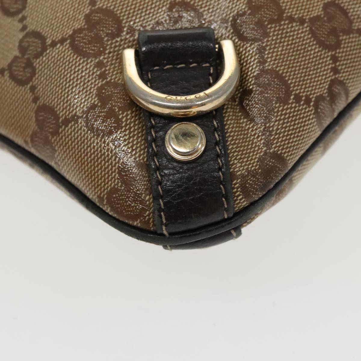 GUCCI GG Crystal Shoulder Bag Outlet Beige Gold 268642 Auth 97107