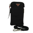 PRADA Shoulder Pouch Nylon Black Silver Auth 97109V-1