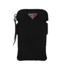 PRADA Shoulder Pouch Nylon Black Silver Auth 97109V-13