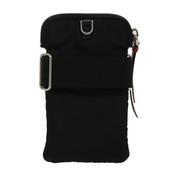 PRADA Shoulder Pouch Nylon Black Silver Auth 97109V