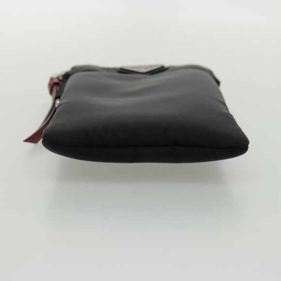 PRADA Shoulder Pouch Nylon Black Silver Auth 97109V