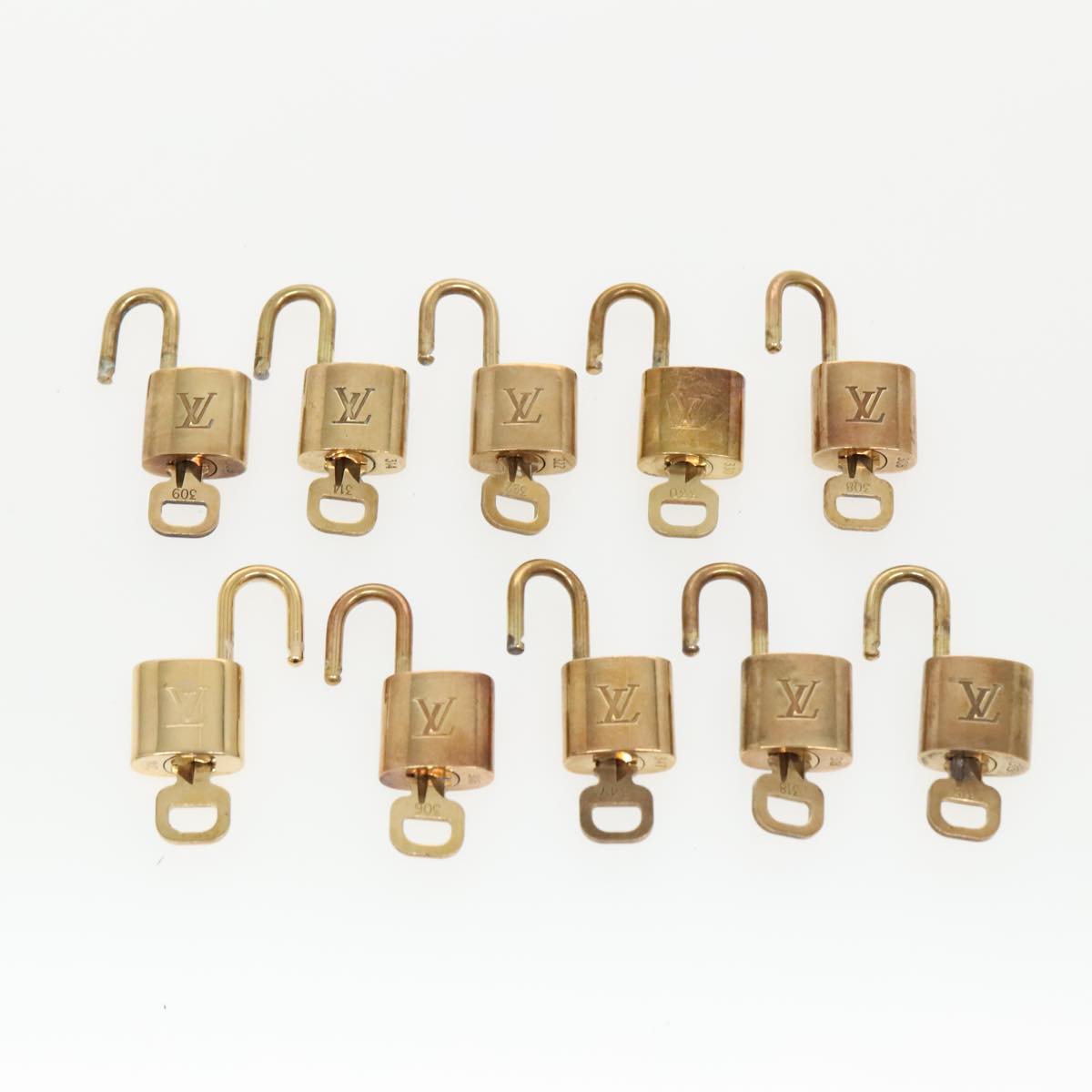 LOUIS VUITTON Padlock 10set metal Gold Tone LV Auth 97114