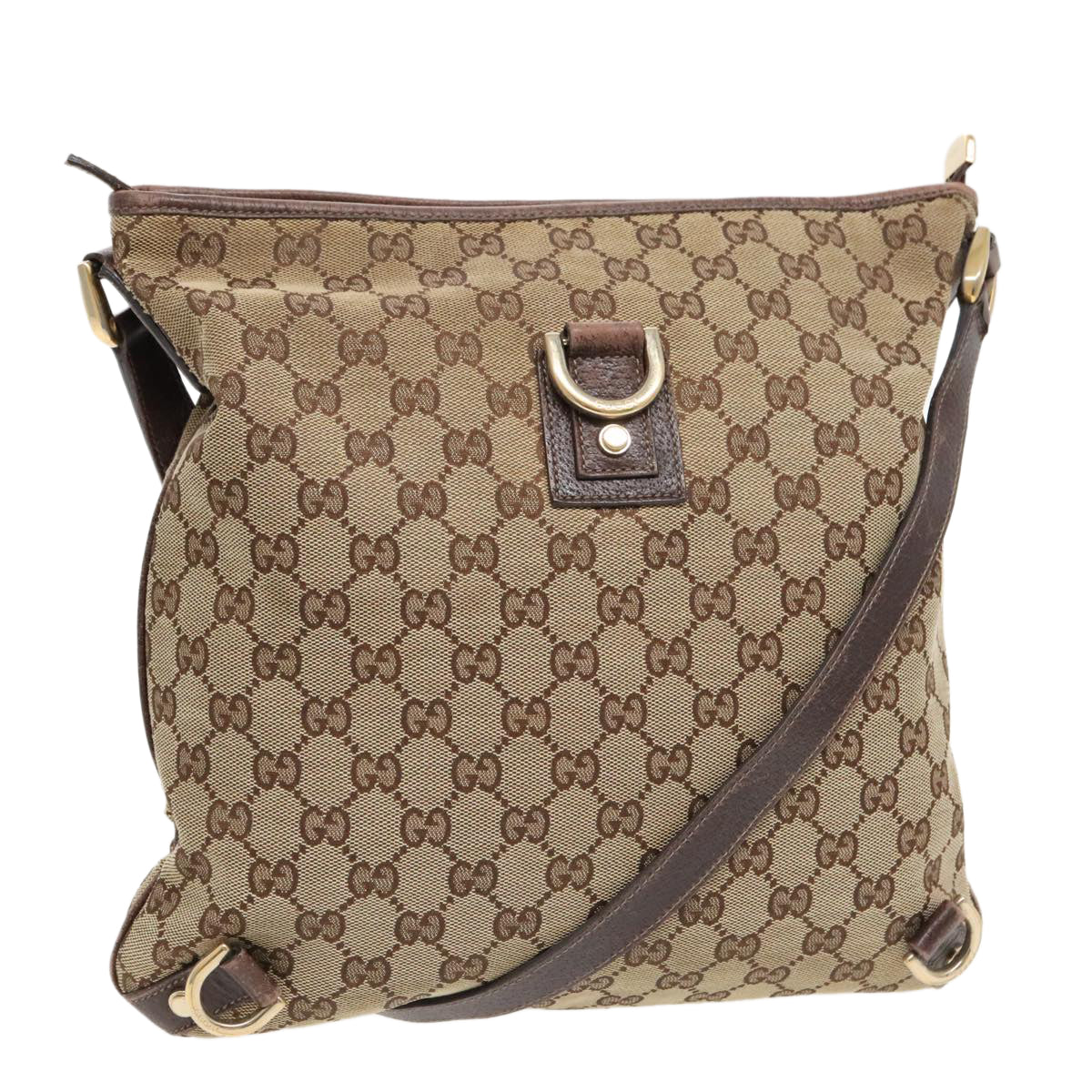 GUCCI GG Canvas Shoulder Bag Beige Gold 131326 Auth 97118