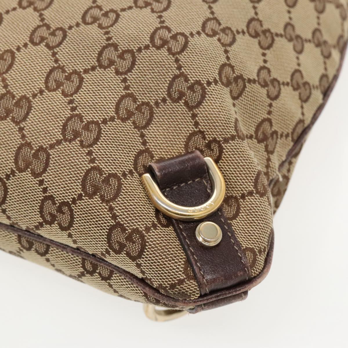 GUCCI GG Canvas Shoulder Bag Beige Gold 131326 Auth 97118