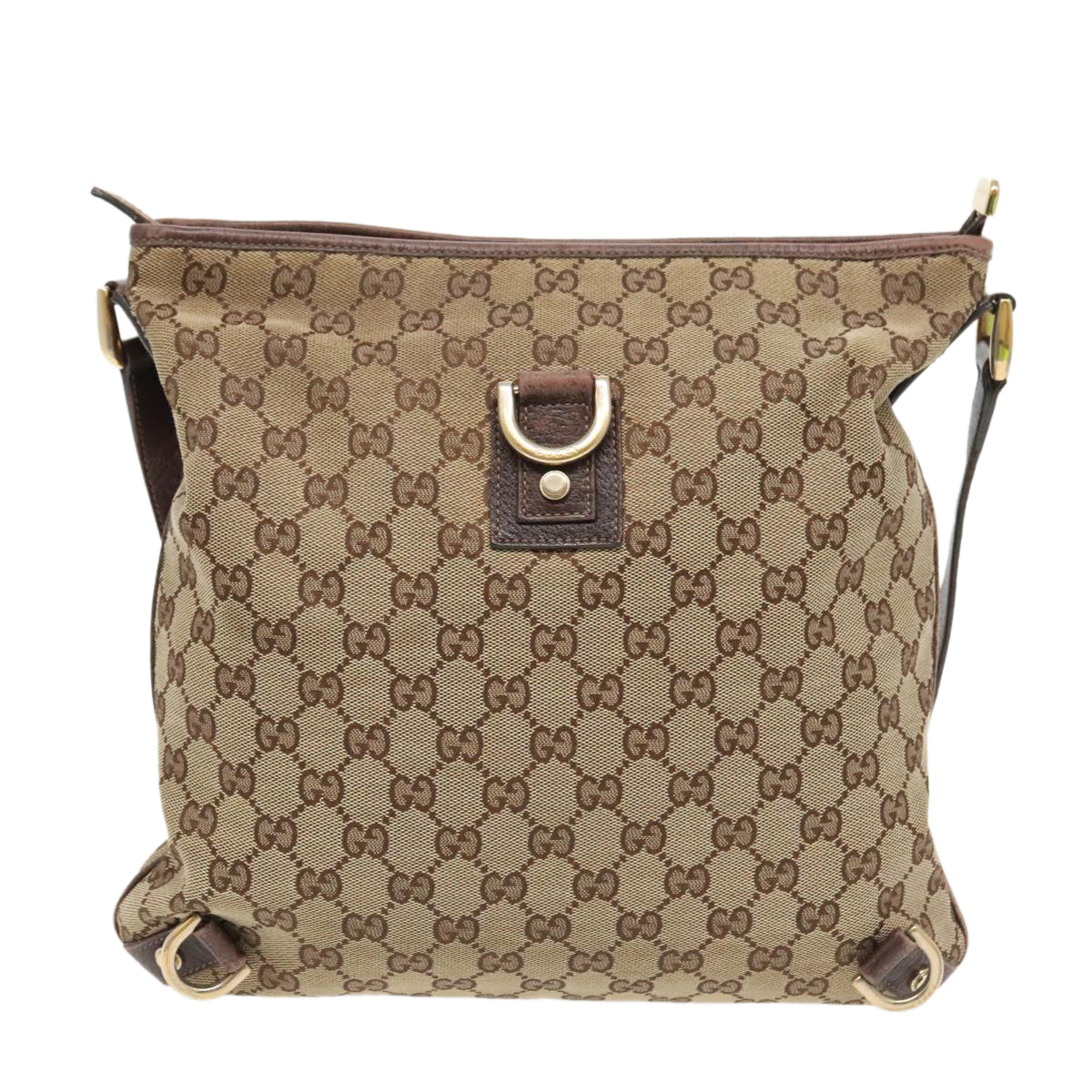 GUCCI GG Canvas Shoulder Bag Beige Gold 131326 Auth 97118