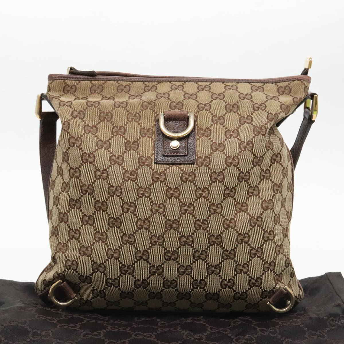 GUCCI GG Canvas Shoulder Bag Beige Gold 131326 Auth 97118