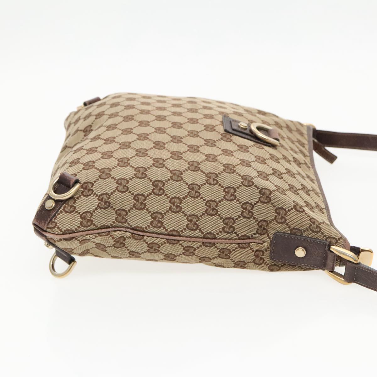 GUCCI GG Canvas Shoulder Bag Beige Gold 131326 Auth 97118