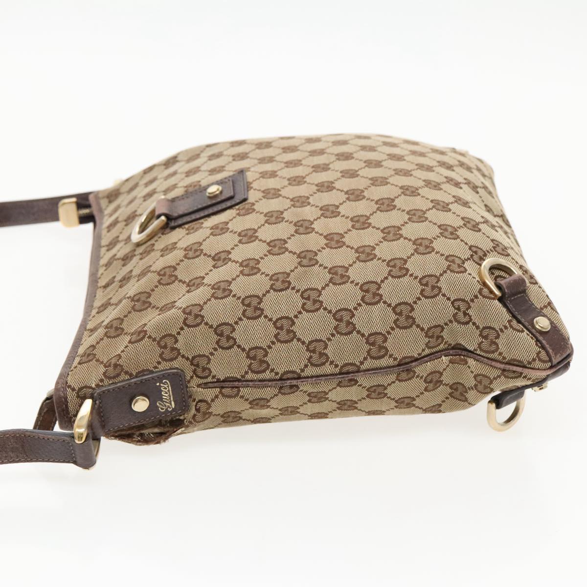 GUCCI GG Canvas Shoulder Bag Beige Gold 131326 Auth 97118