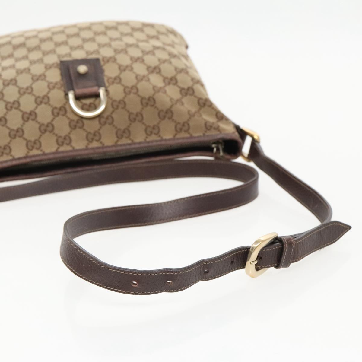 GUCCI GG Canvas Shoulder Bag Beige Gold 131326 Auth 97118