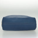 PRADA Tote Bag Leather Blue Gold Auth 97133-6