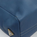 PRADA Tote Bag Leather Blue Gold Auth 97133-9