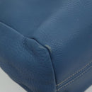 PRADA Tote Bag Leather Blue Gold Auth 97133-16