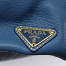 PRADA Tote Bag Leather Blue Gold Auth 97133-18