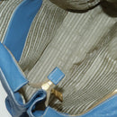 PRADA Tote Bag Leather Blue Gold Auth 97133-11