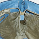 PRADA Tote Bag Leather Blue Gold Auth 97133-21