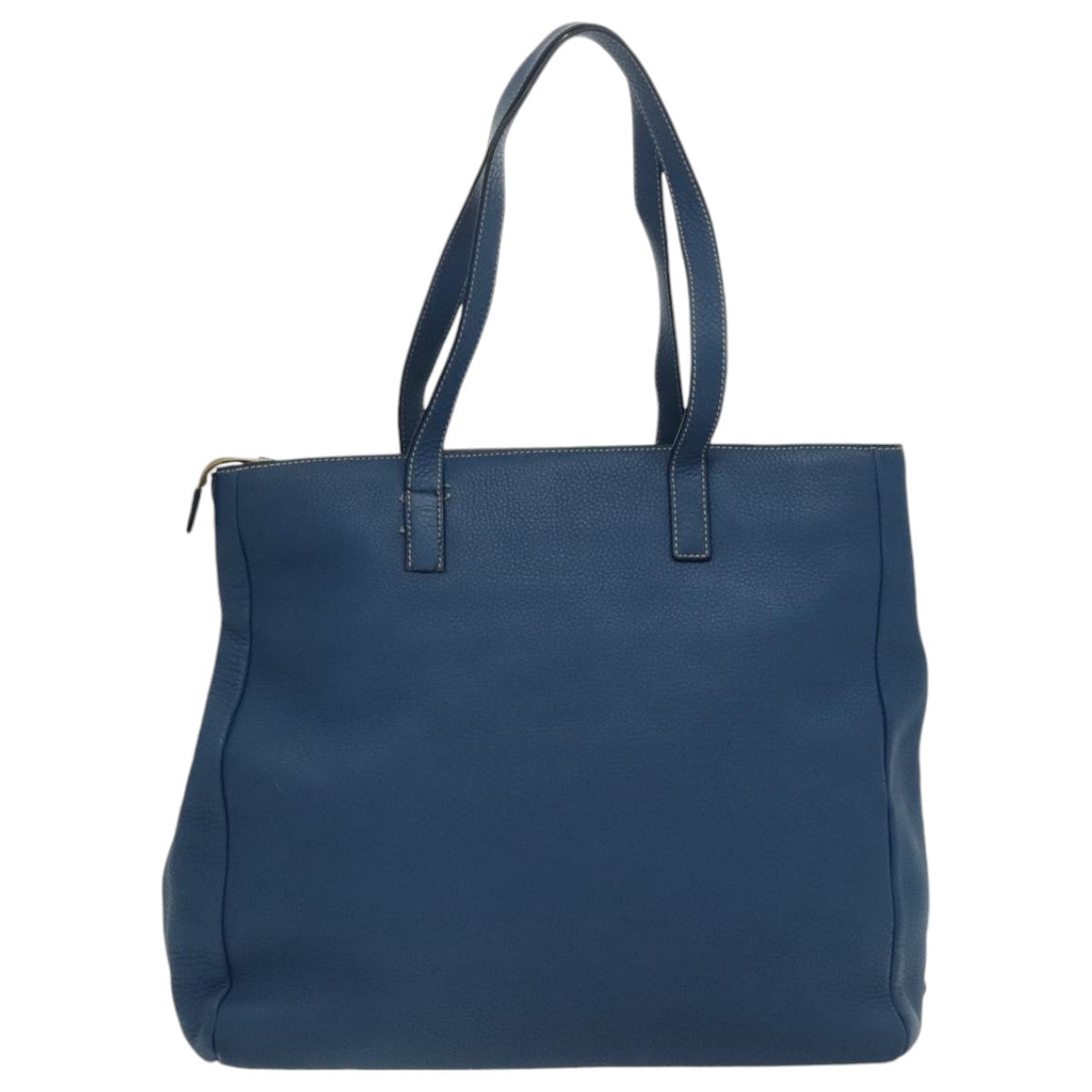 PRADA Tote Bag Leather Blue Gold Auth 97133 - 0