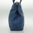 PRADA Tote Bag Leather Blue Gold Auth 97133-3