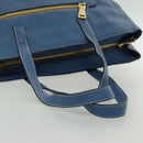 PRADA Tote Bag Leather Blue Gold Auth 97133-8