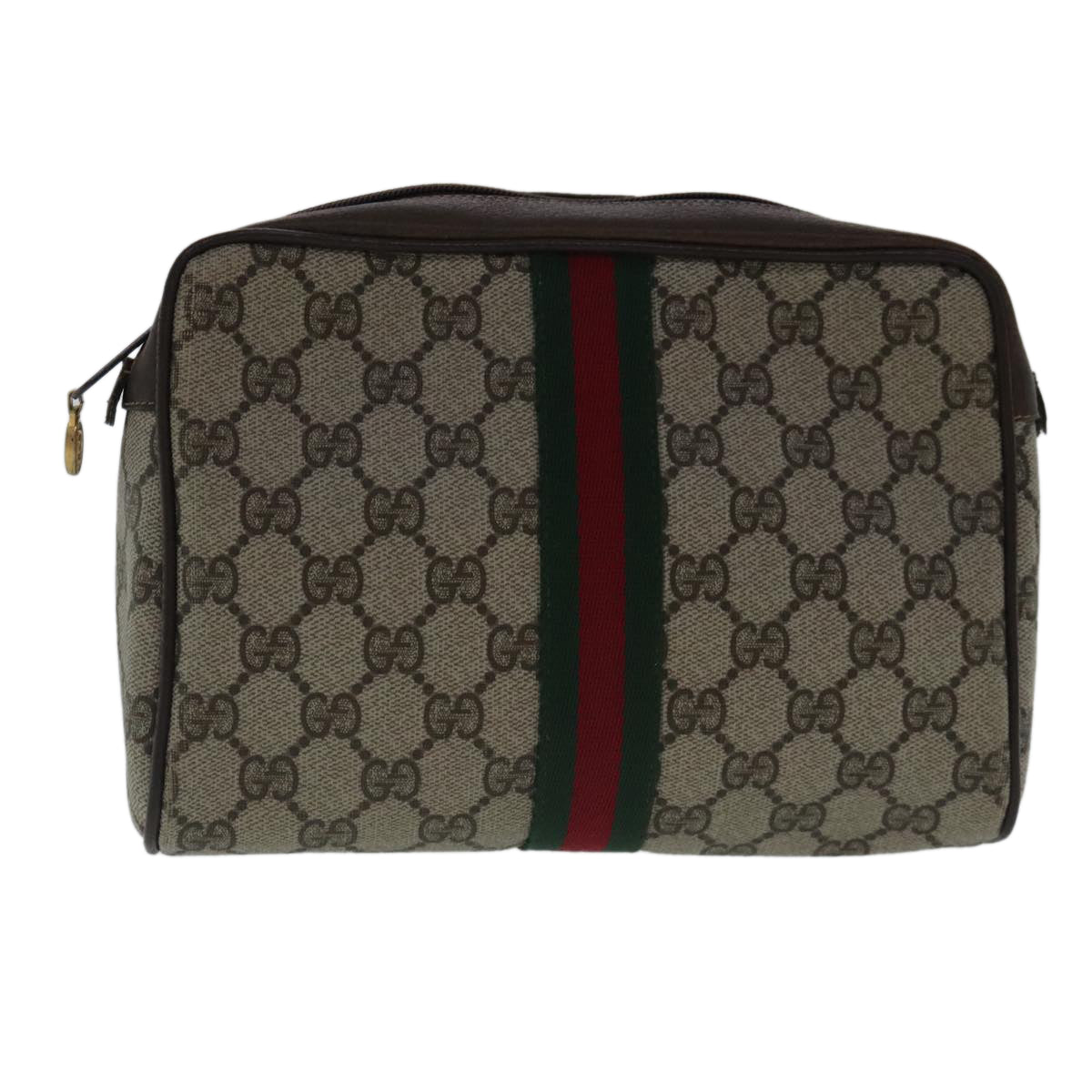 GUCCI GG Supreme Web Sherry Line Clutch Bag PVC Beige 14 014 3553 Auth 97144