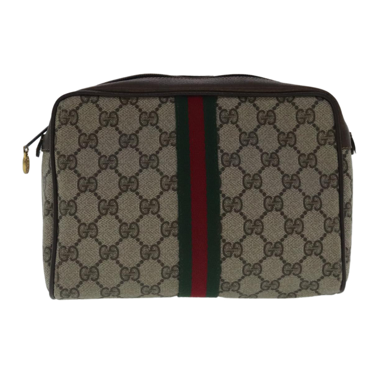 GUCCI GG Supreme Web Sherry Line Clutch Bag PVC Beige 14 014 3553 Auth 97144