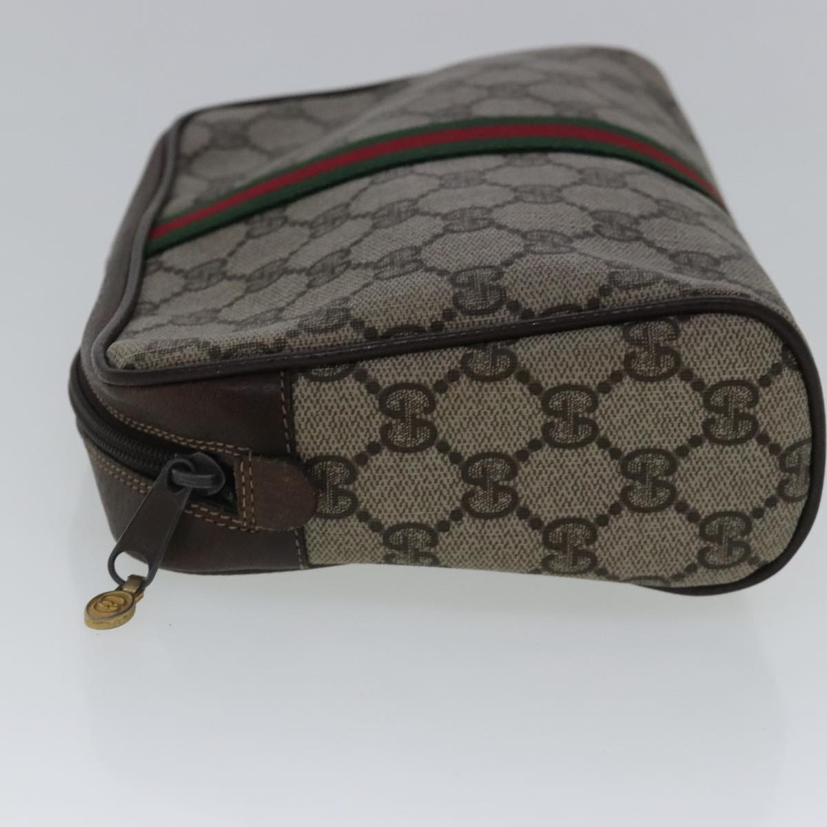 GUCCI GG Supreme Web Sherry Line Clutch Bag PVC Beige 14 014 3553 Auth 97144