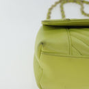 CHANEL Chain V Stitch Shoulder Bag Lamb Skin Yellow Gold CC Auth 97148-8