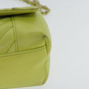 CHANEL Chain V Stitch Shoulder Bag Lamb Skin Yellow Gold CC Auth 97148-15