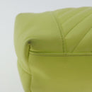 CHANEL Chain V Stitch Shoulder Bag Lamb Skin Yellow Gold CC Auth 97148-16